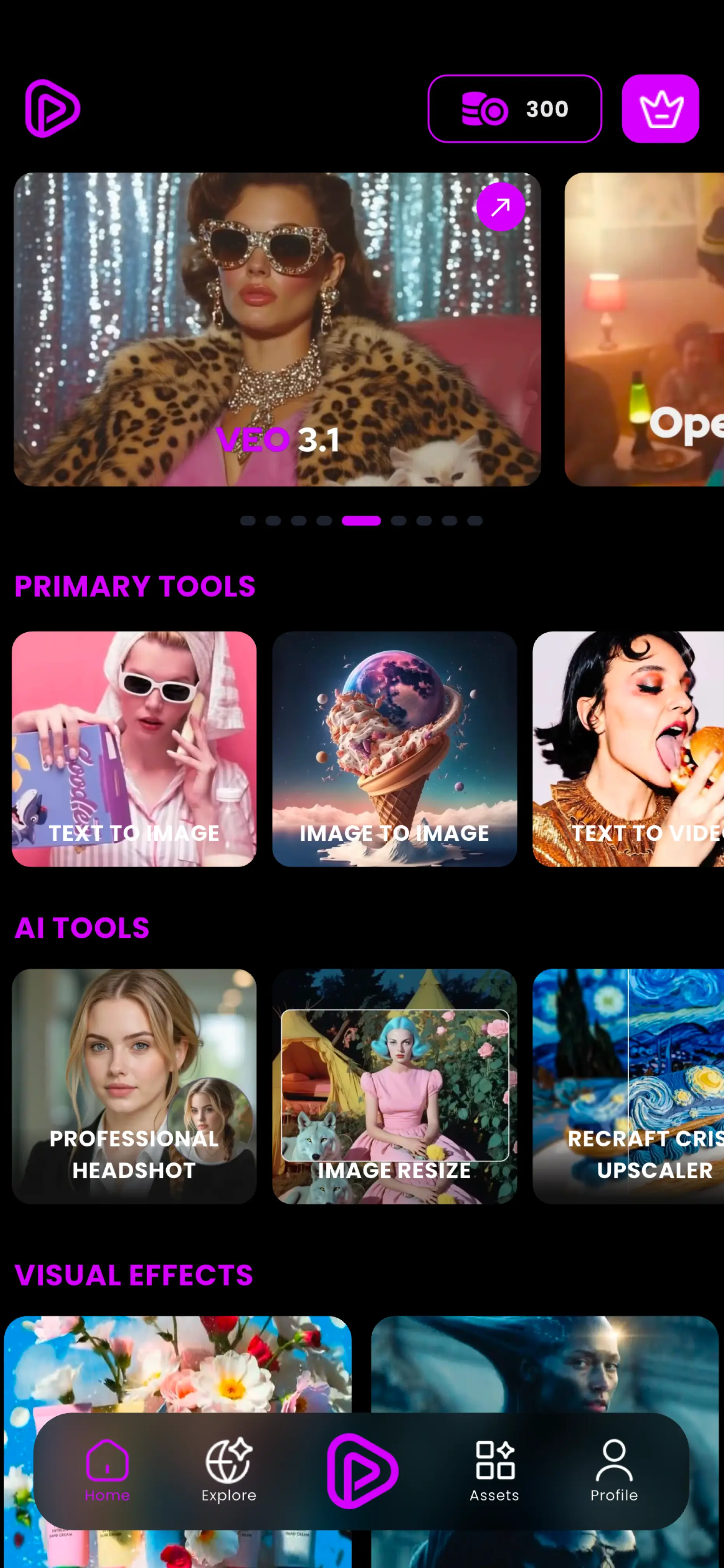 Pixara AI App - Home Screen